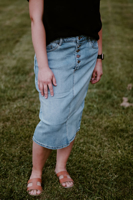 Medium Wash Denim Skirt