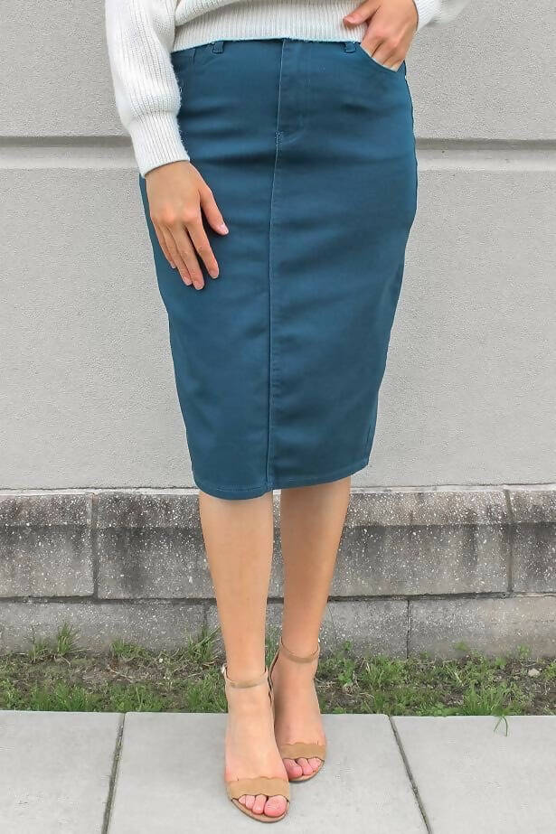 Teal Denim Skirt